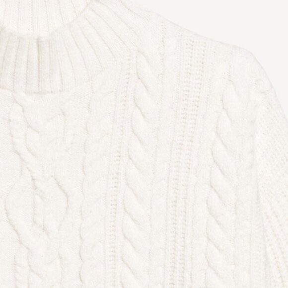 Old Navy SoSoft White Cropped Mock-Neck Cable Sweater/NWT/XL - Picture 5 of 14